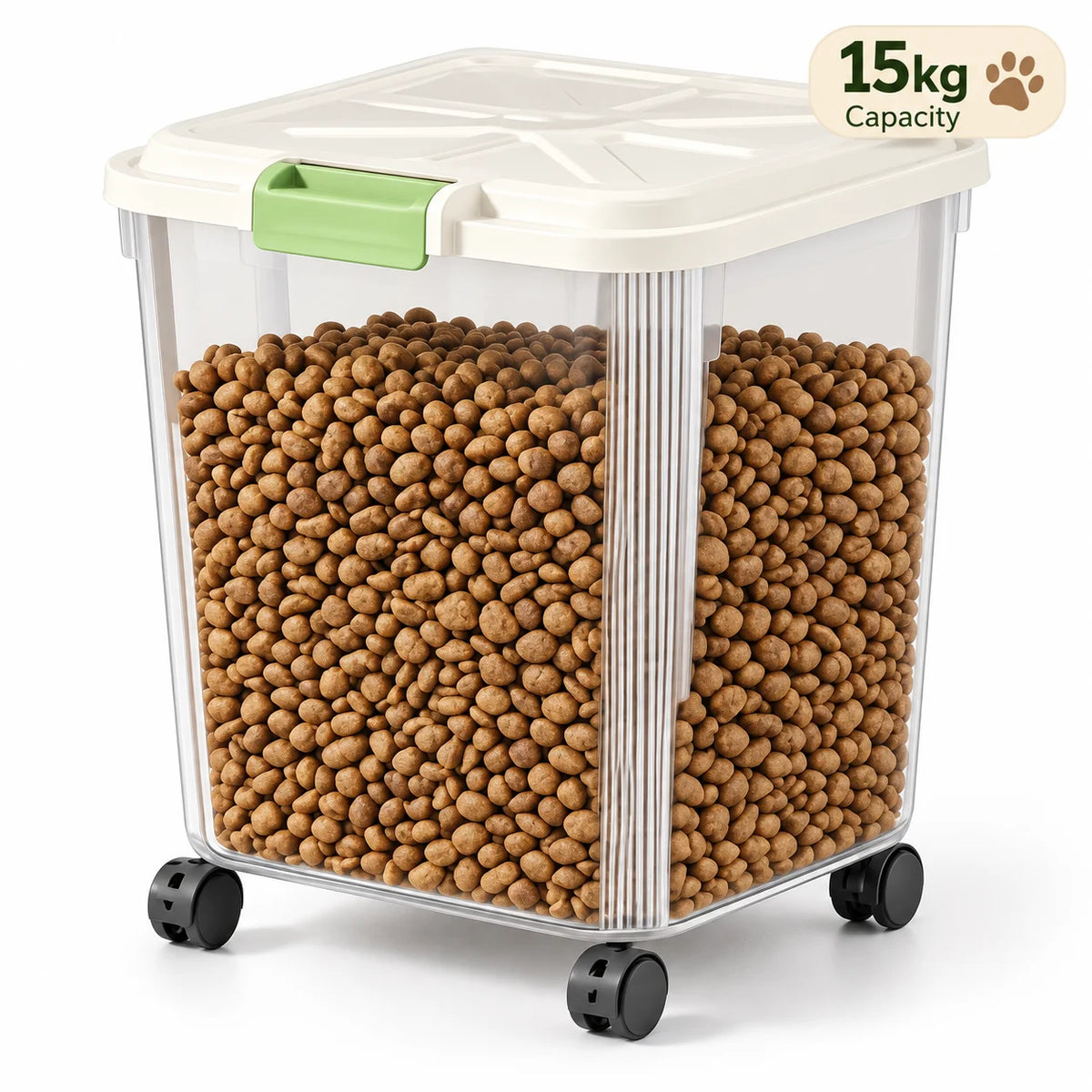 Airtight Pet Food Storage Container With Wheels And Measuring Cup