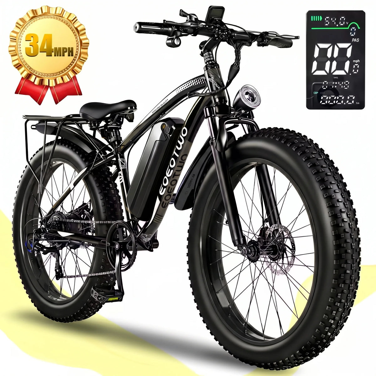 EOEOTWO Electric Bike With Removable Battery And Dual Disc Brakes