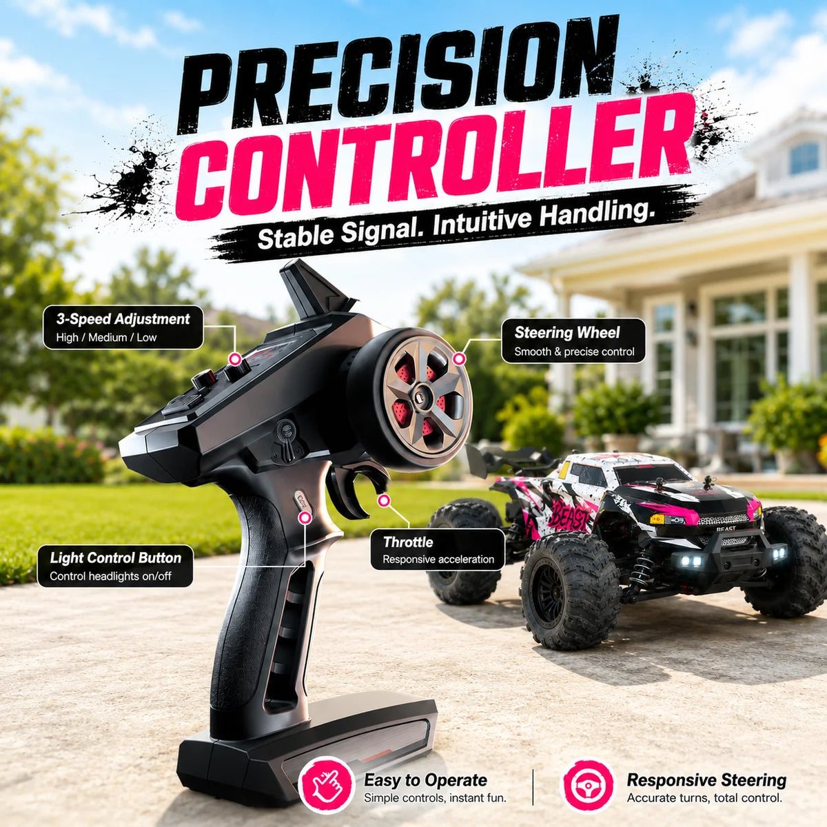 ZNLYRION 4WD Off Road RC Monster Truck With Rechargeable Batteries