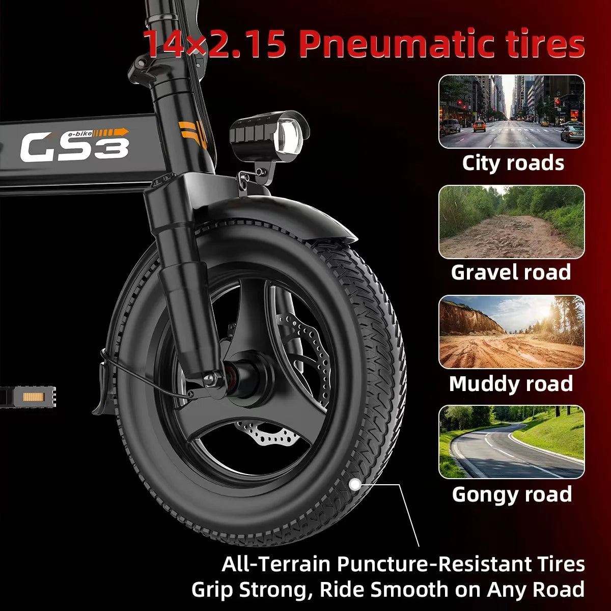 Uplee GS3 Lightweight Folding Electric Bike 500W 48V 15AH Motor