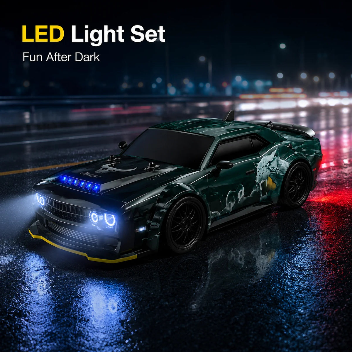 ZNLYRION 4WD RC Drift Car With LED Lights Metal Differential