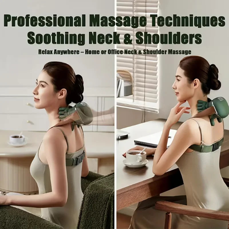 Portable Wireless Bionic Heated Neck And Shoulder Massager