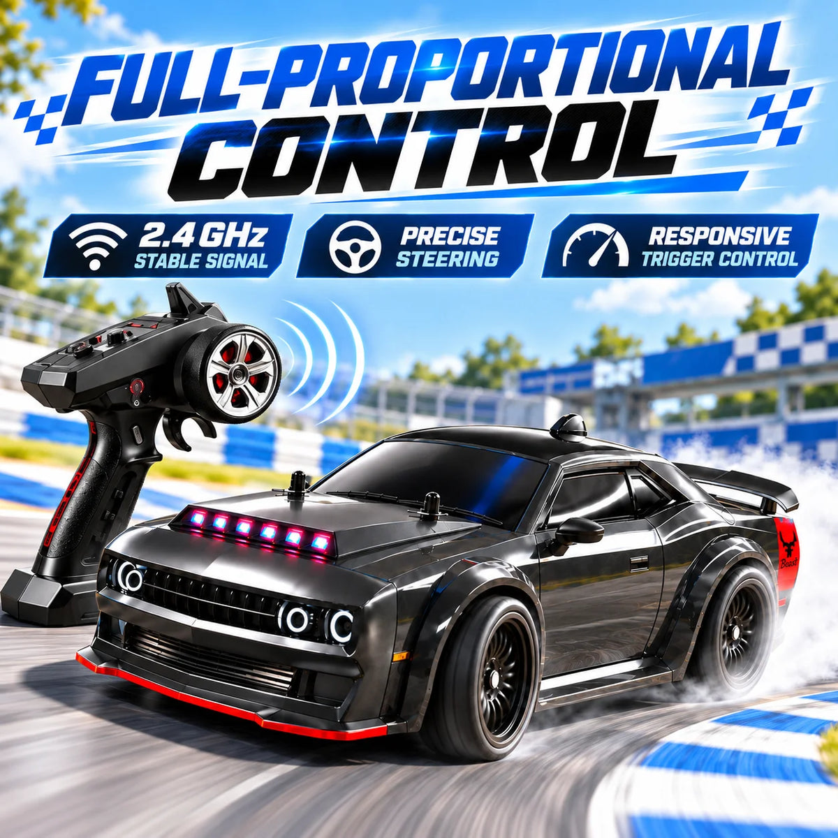 ZNLYRION Brushless 4WD Remote Control Drift Racing Car LED Lights