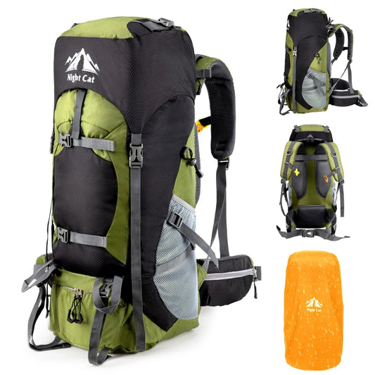 Night Cat Waterproof Hiking Backpack for Camping and Outdoor Adventures