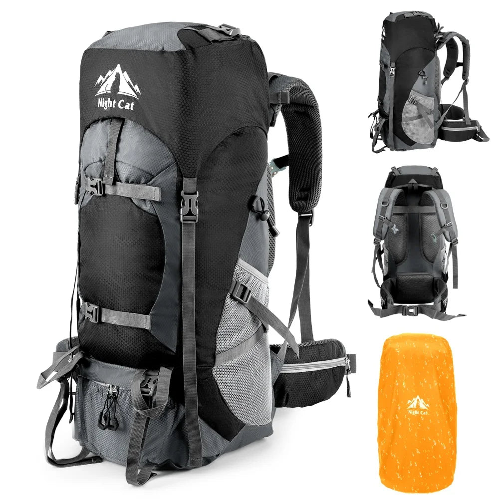 Night Cat Waterproof Hiking Backpack for Camping and Outdoor Adventures