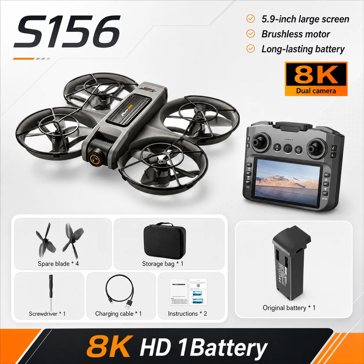 ZNLYRION S156 RC Drone With 8K Dual Camera Brushless Precision Flight