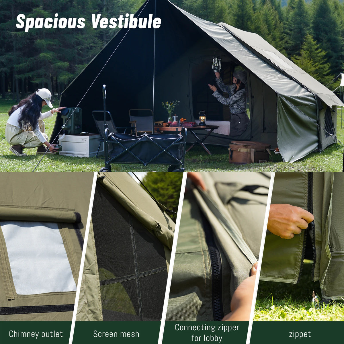 Pakicetus Easy Setup Inflatable Glamping Tent With Roof Window