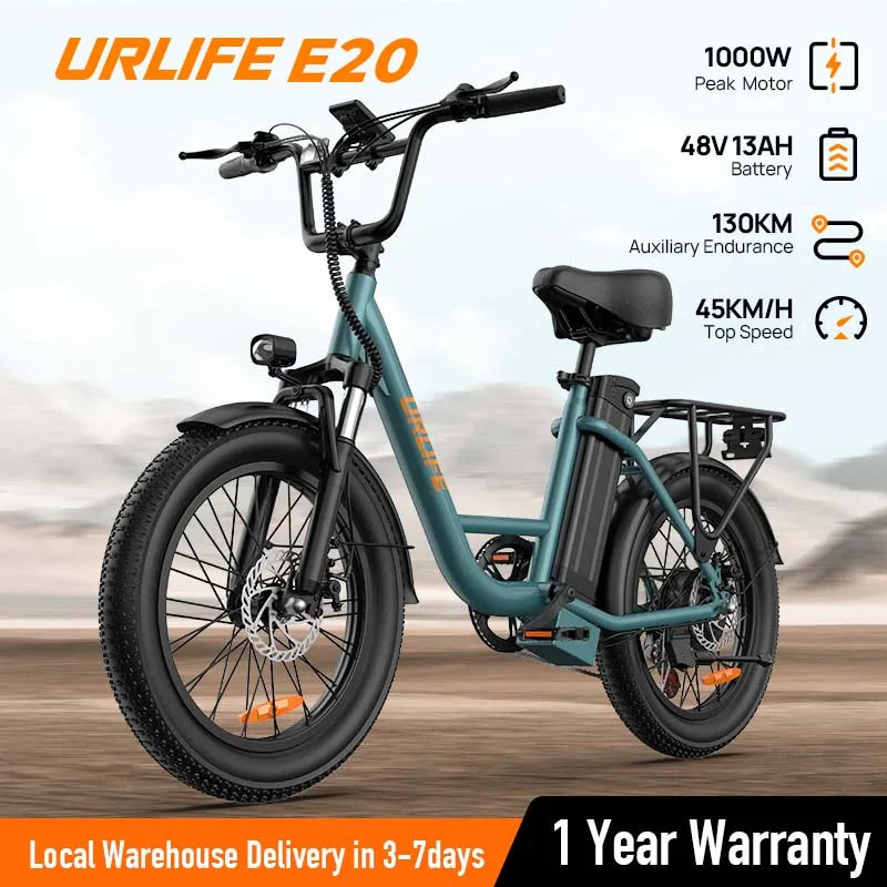 URLIFE 750W Electric Fat Tire Bike With Dual Disc Brakes