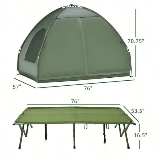 Folding Aluminum Camping Cot Tent With Sleeping Bag Air Mattress