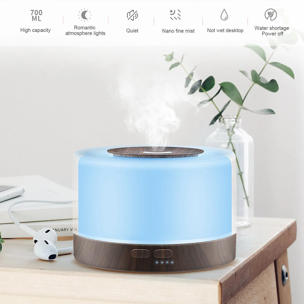 Miflame Ultrasonic Cool Mist Humidifier With Led Night Light
