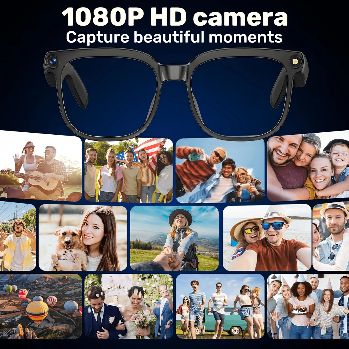 Smart Camera Glasses 8MP Video Ai Translator Bluetooth Color Changing