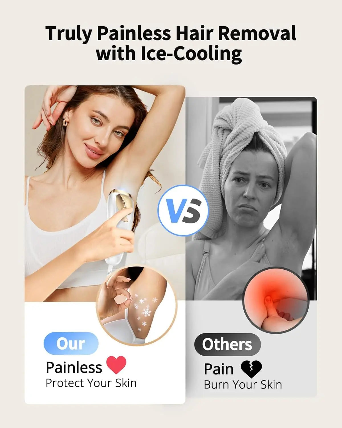 Lysmoski IPL Hair Removal Device With Ice Cooling Unlimited Flashes