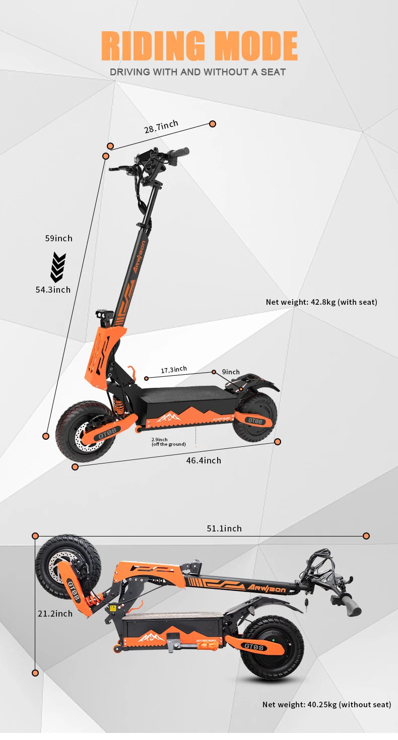Arwibon Dual Motor Adult Folding Electric Scooter High Performance