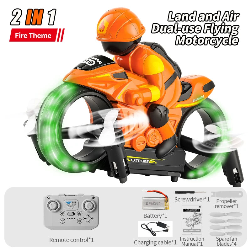 Hywiwine 2 In 1 Remote Control Rc Car Drone Playset