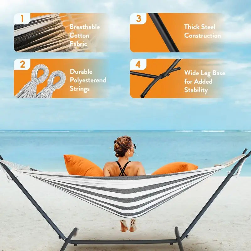 Gyroor Heavy Duty Adjustable Stand Hammock With Carry Sack