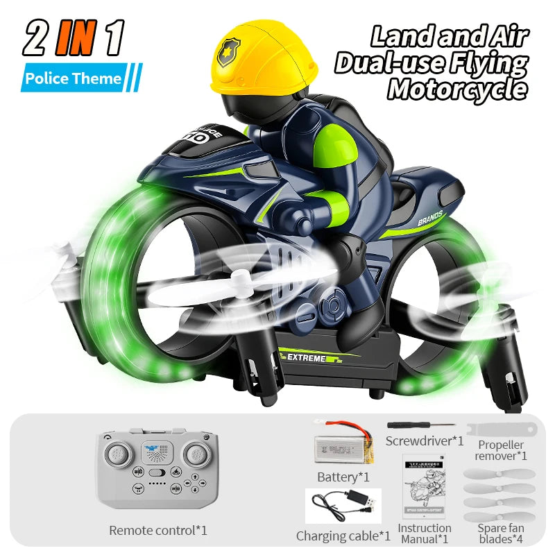 Hywiwine 2 In 1 Remote Control Rc Car Drone Playset