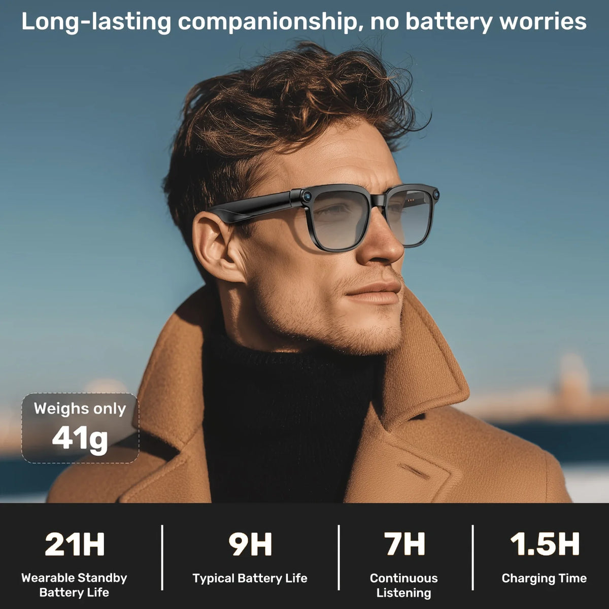 Smart Camera Glasses 8MP Video Ai Translator Bluetooth Color Changing