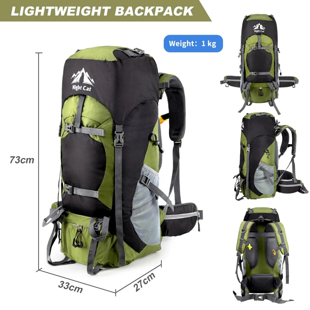 Night Cat Waterproof Hiking Backpack for Camping and Outdoor Adventures