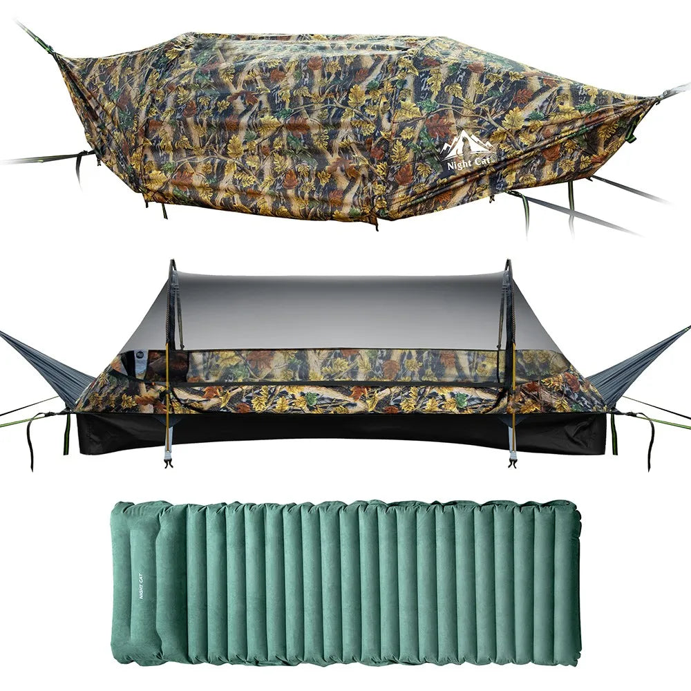 Night Cat Flat Lay Hammock Tent With Air Pad And Rainfly