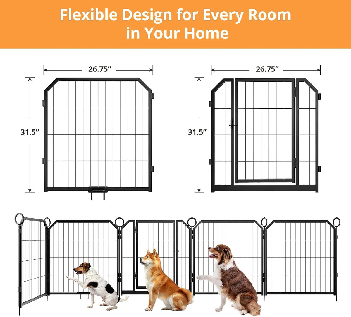 Garvee Heavy Duty Metal Dog Playpen With Self Locking Door