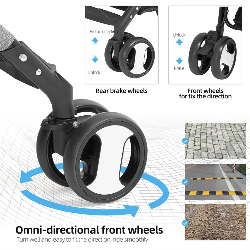 Foldable Pet Stroller With Four Wheels And Rain Cover
