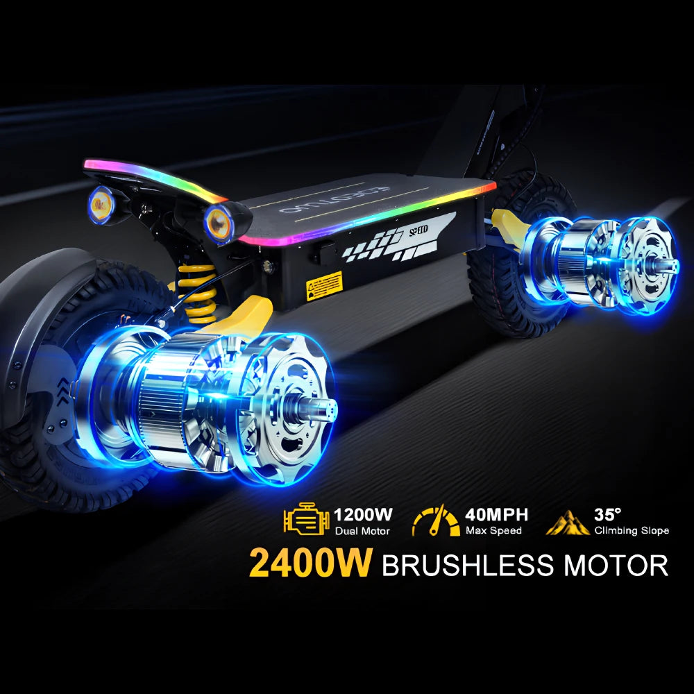 EOEOTWO 2400W Dual Motor Electric Scooter Featuring Foldable Hydraulic Brakes