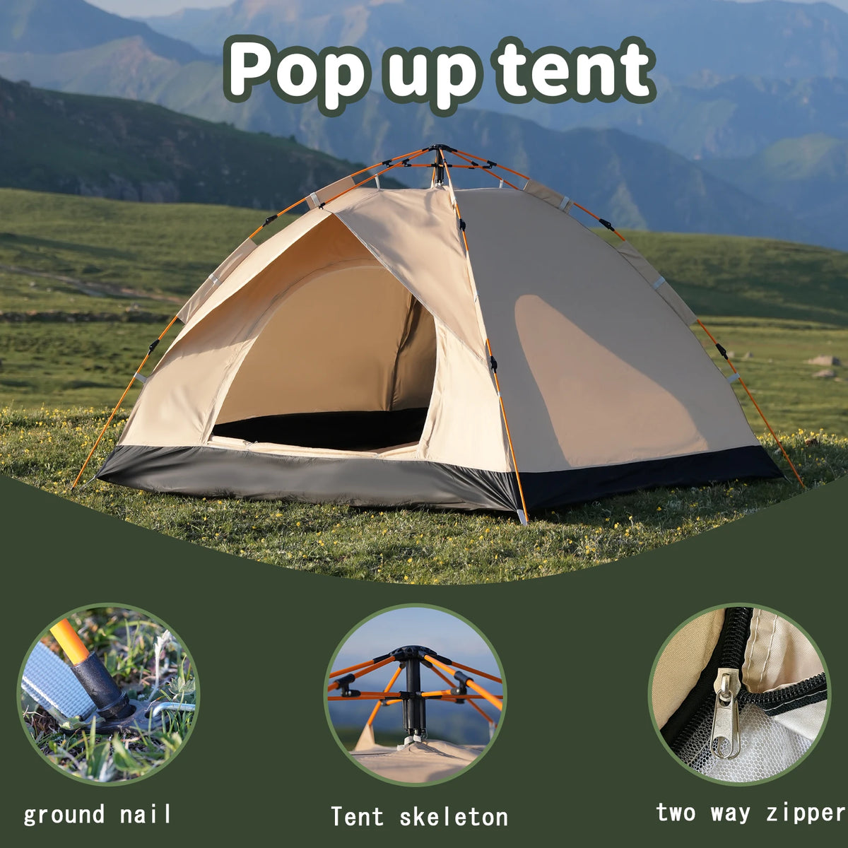 Pakicetus Instant Pop Up Dome Tent For Outdoor Family Camping