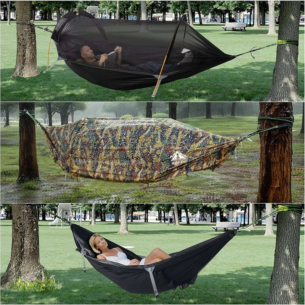 Night Cat 3In1 Hammock Tent With Bug Net And Rainfly