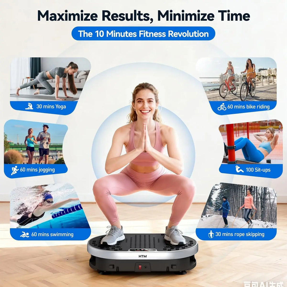 HTM Vibration Plate Exercise Machine With Remote Control For Fitness