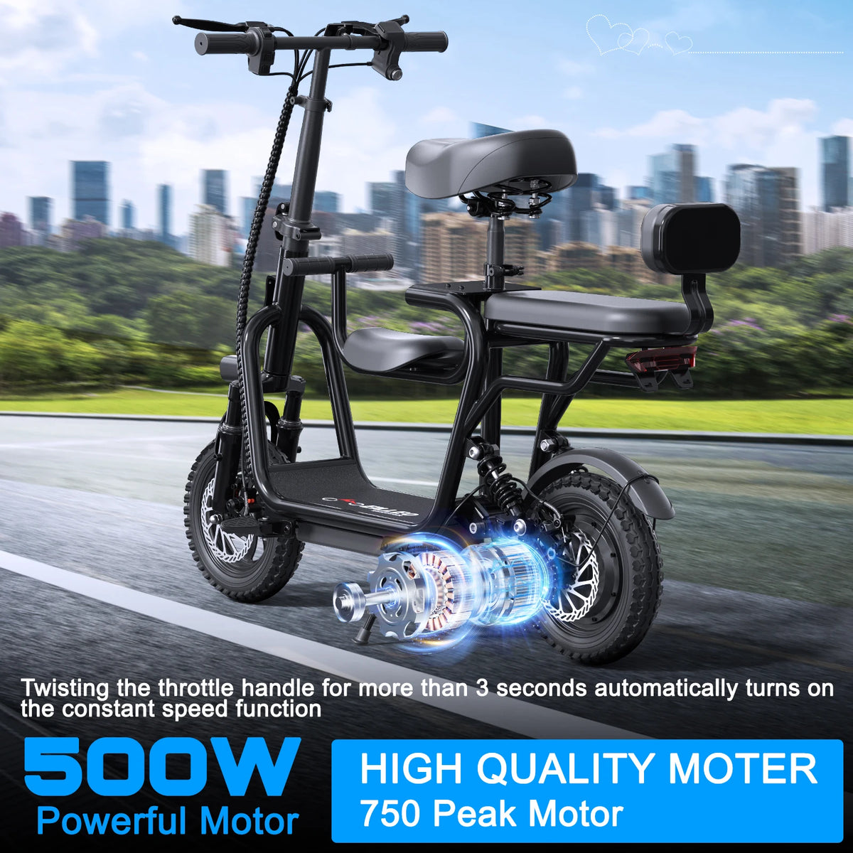 Eilleo Spacewalk 750W Adult Electric Scooter With Integrated Seat