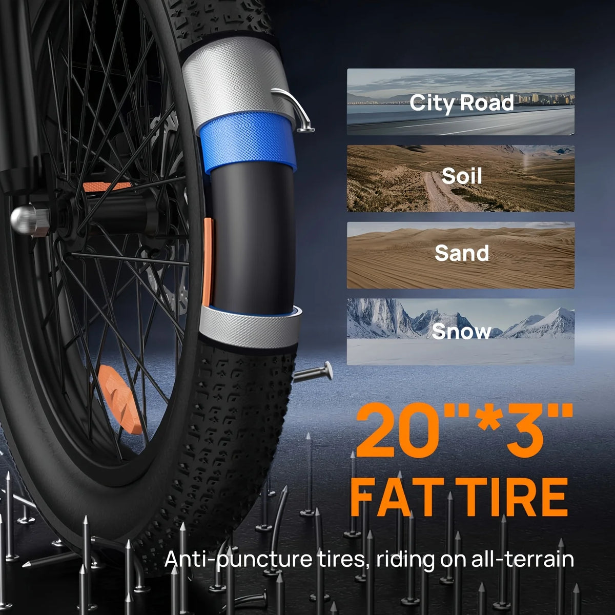 URLIFE 750W Electric Fat Tire Bike With Dual Disc Brakes