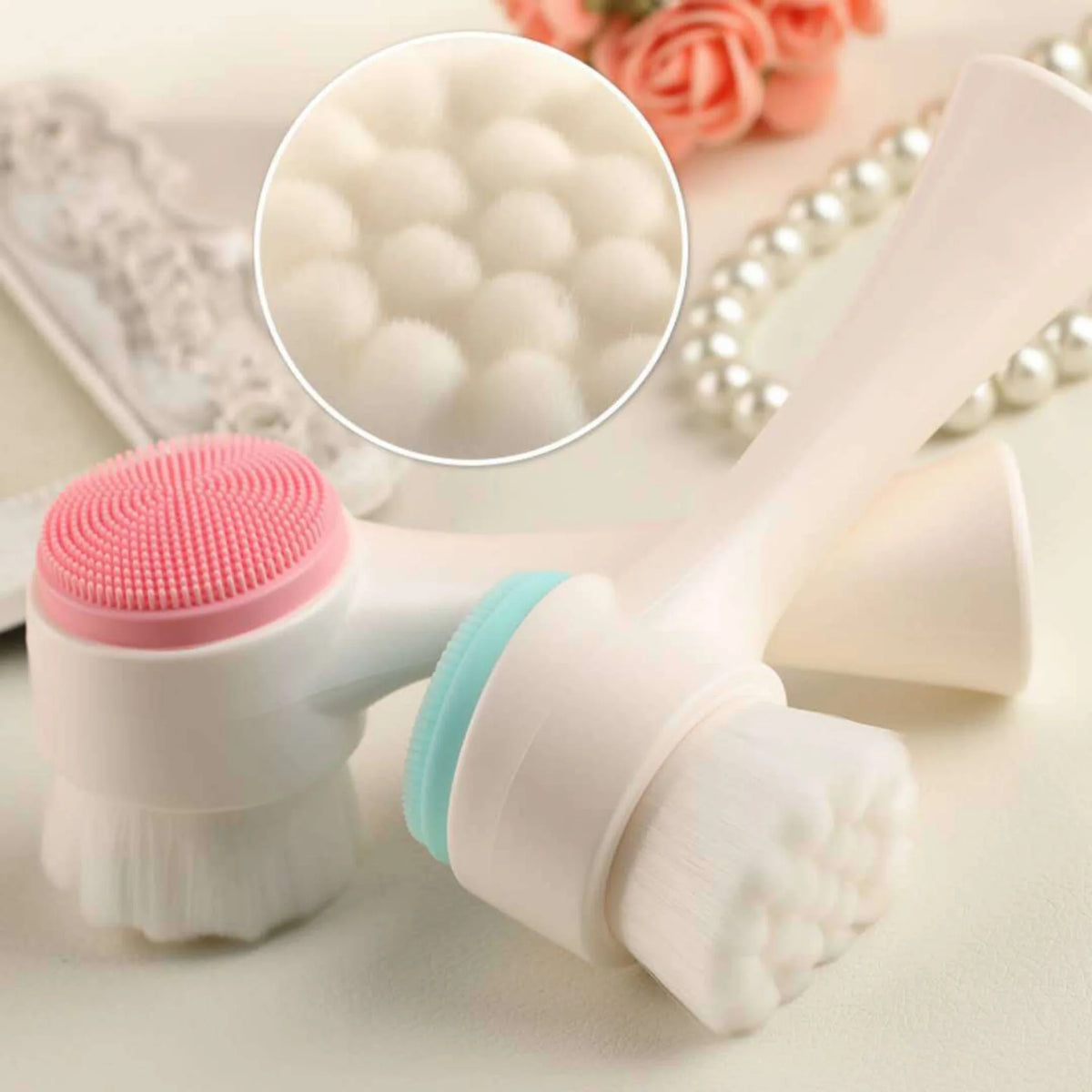 Silicone Double Sided Facial Cleansing And Exfoliating Brush