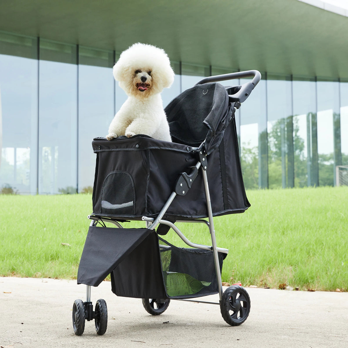 All Terrain Foldable Pet Stroller With Mesh Windows For Small Dogs