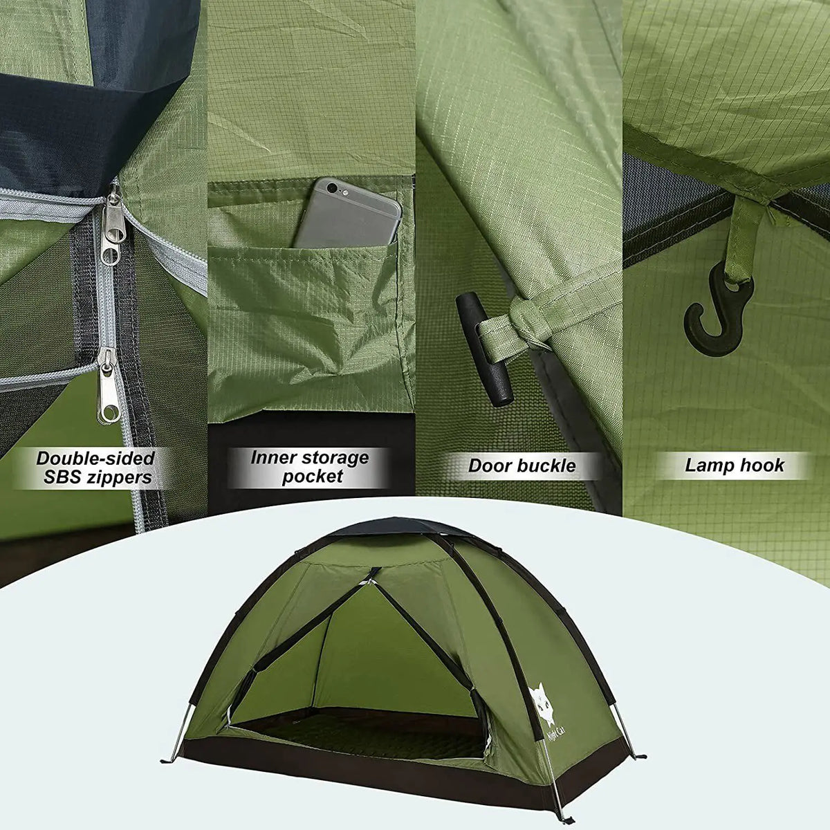 Night Cat Lightweight Waterproof Backpacking Camping Tent
