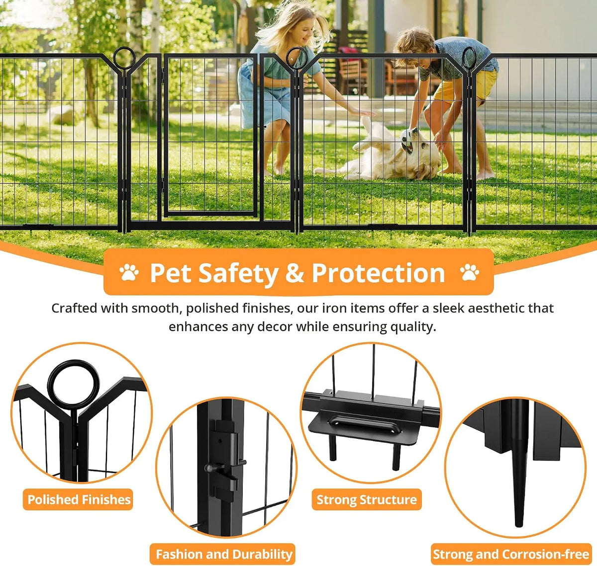 Garvee Heavy Duty Metal Dog Playpen With Self Locking Door