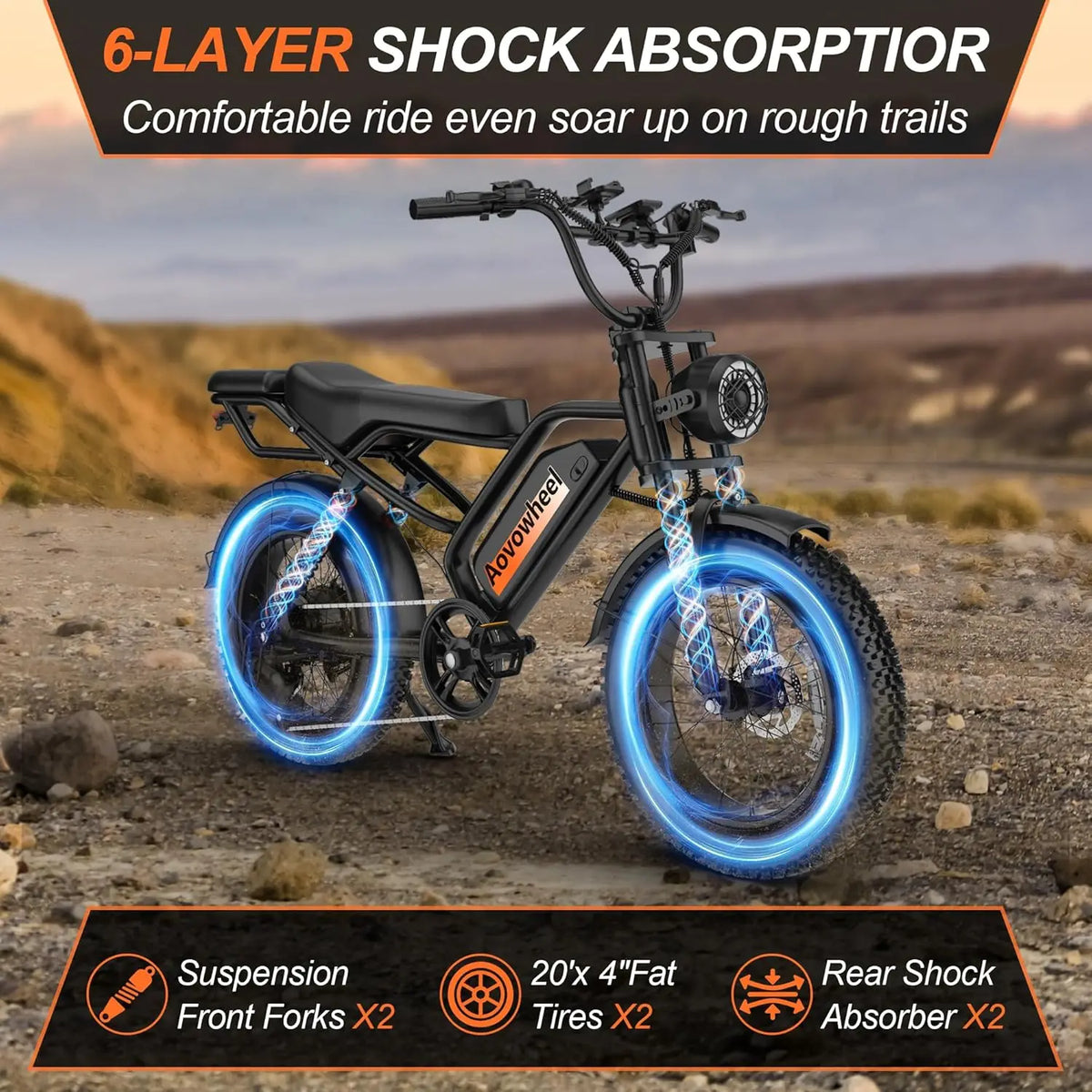 Aovopro 1500W Electric Bike With Disc Brake Long Range