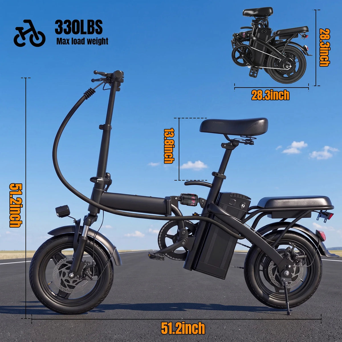 Furider Folding Electric Bike With Removable Battery