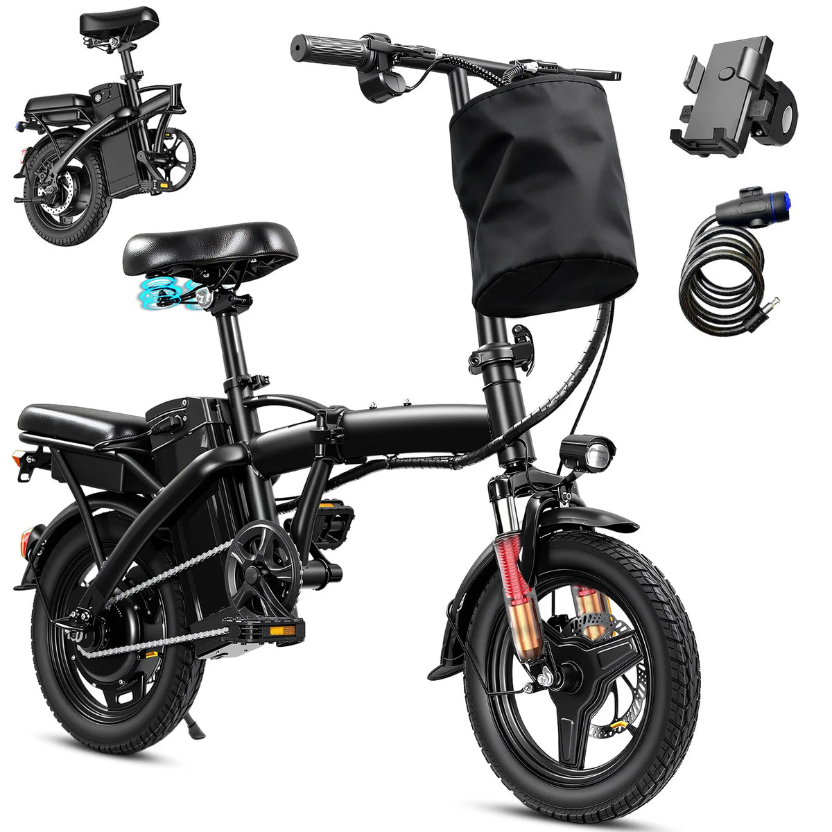 Terrosor 48V 500W Folding Electric Bicycle For Adults Commuter Ebike