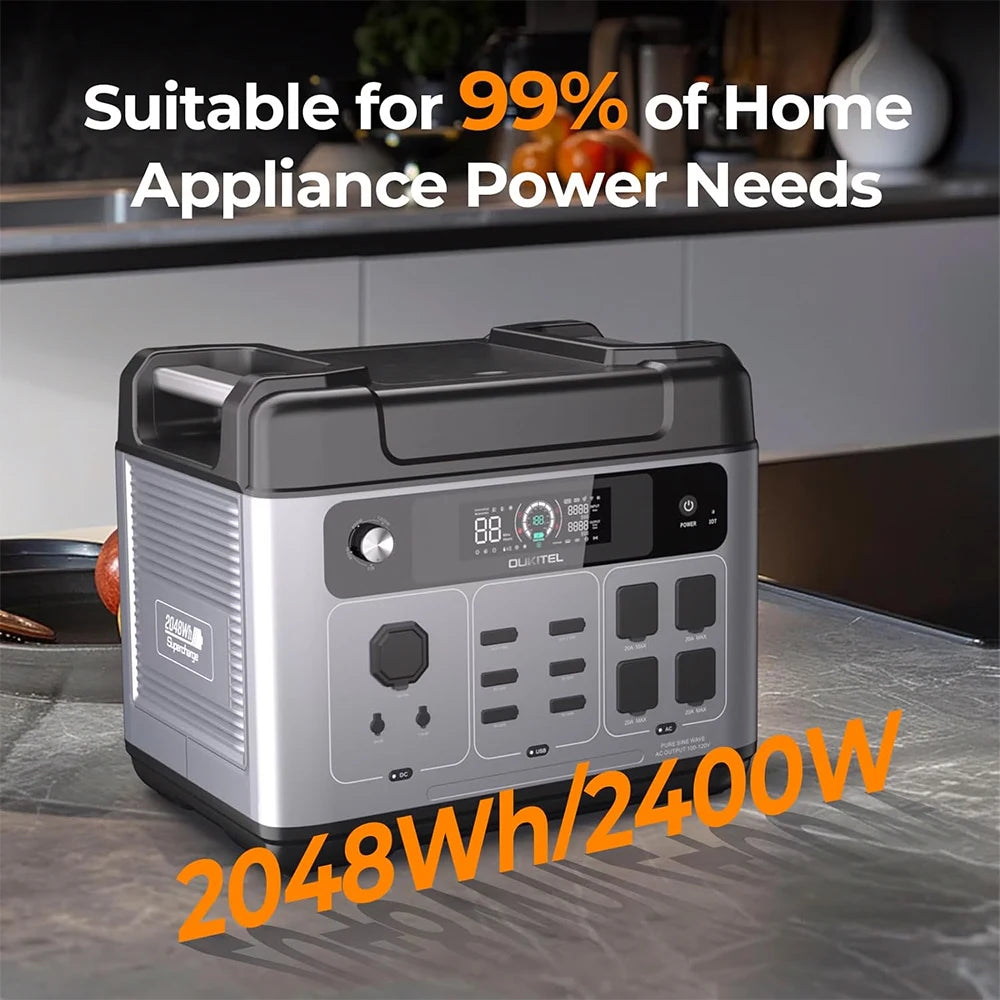 Oukitel OSCAL 2048Wh Solar Generator 2400W Portable Power Station LiFePO4