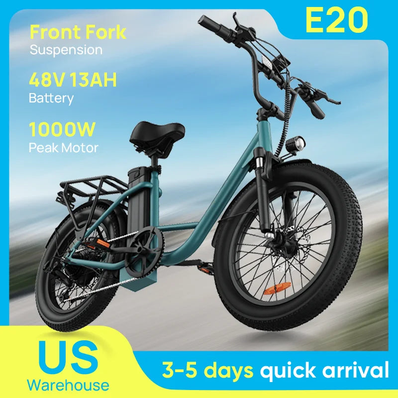 URLIFE 750W Electric Fat Tire Bike With Dual Disc Brakes