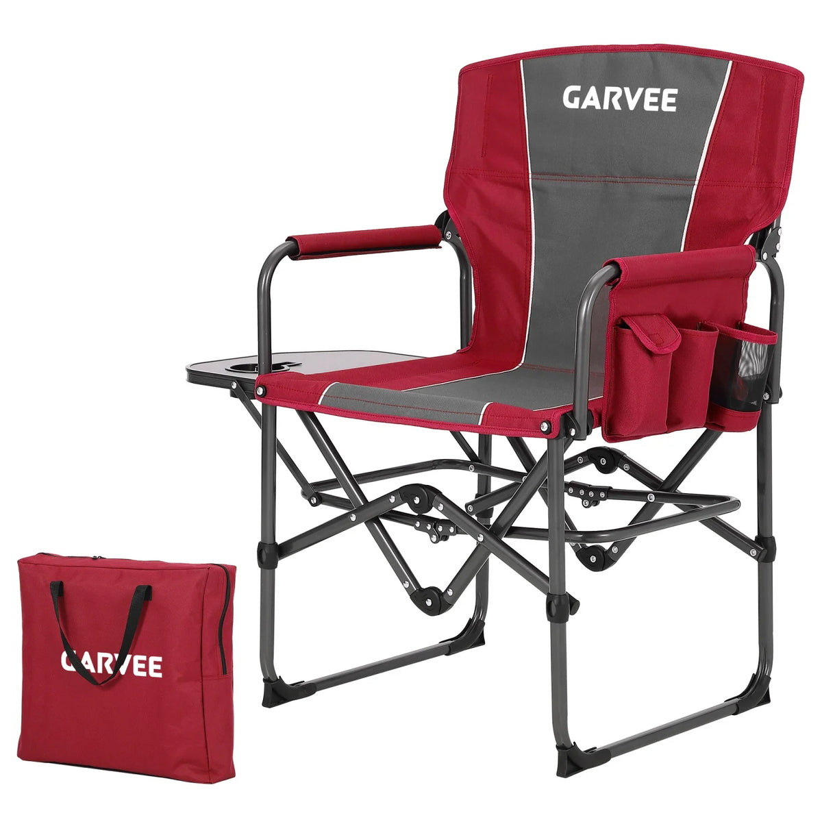 HiMISS Heavy Duty Folding Directors Chair With Table Cup Holder