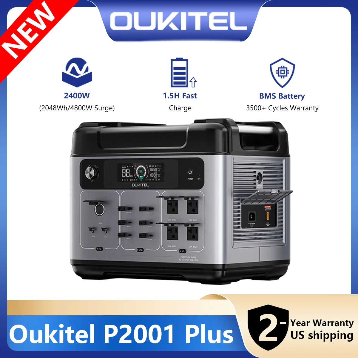 Oukitel OSCAL 2048Wh Solar Generator 2400W Portable Power Station LiFePO4
