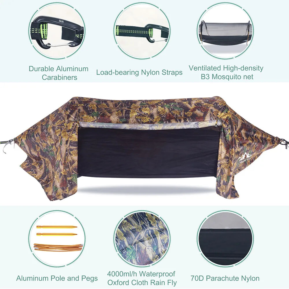 Night Cat 3In1 Hammock Tent With Bug Net And Rainfly