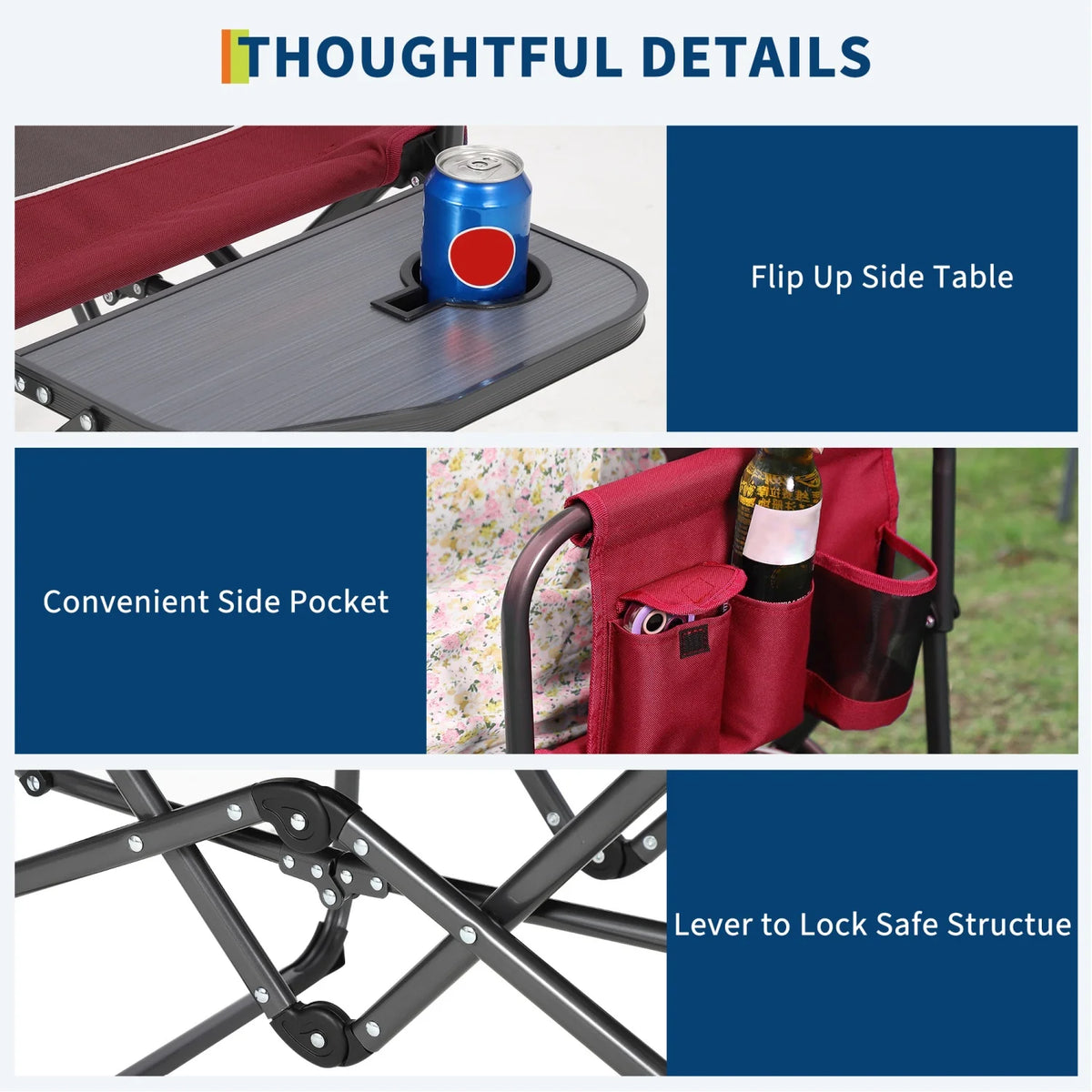 HiMISS Heavy Duty Folding Directors Chair With Table Cup Holder
