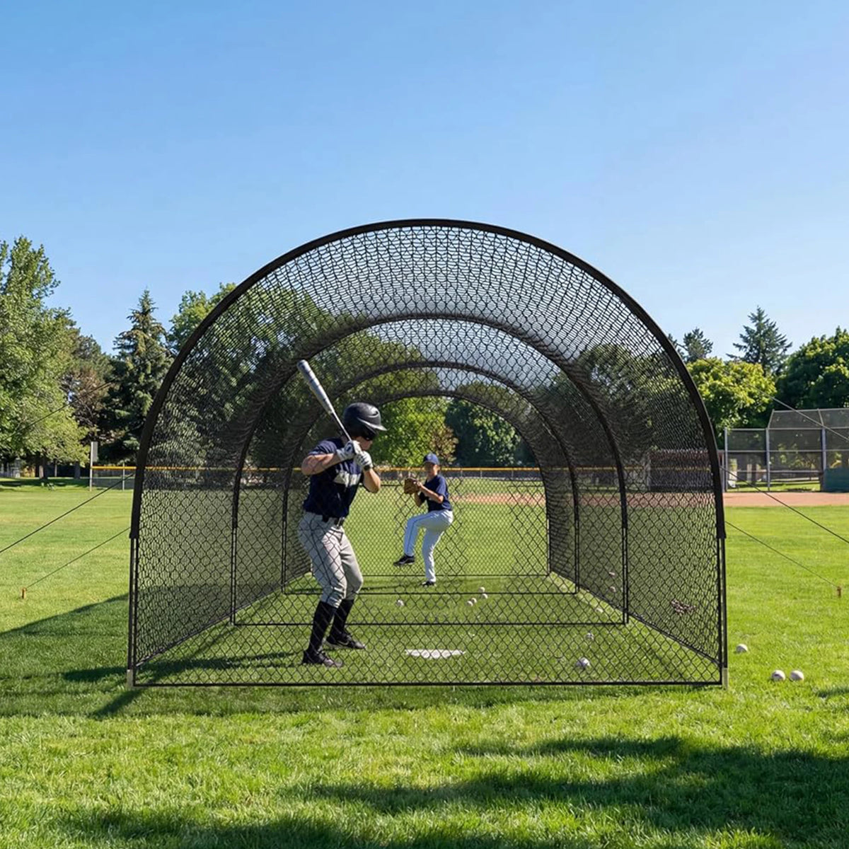 HiMISS Baseball Batting Cage With Frame And Training Net