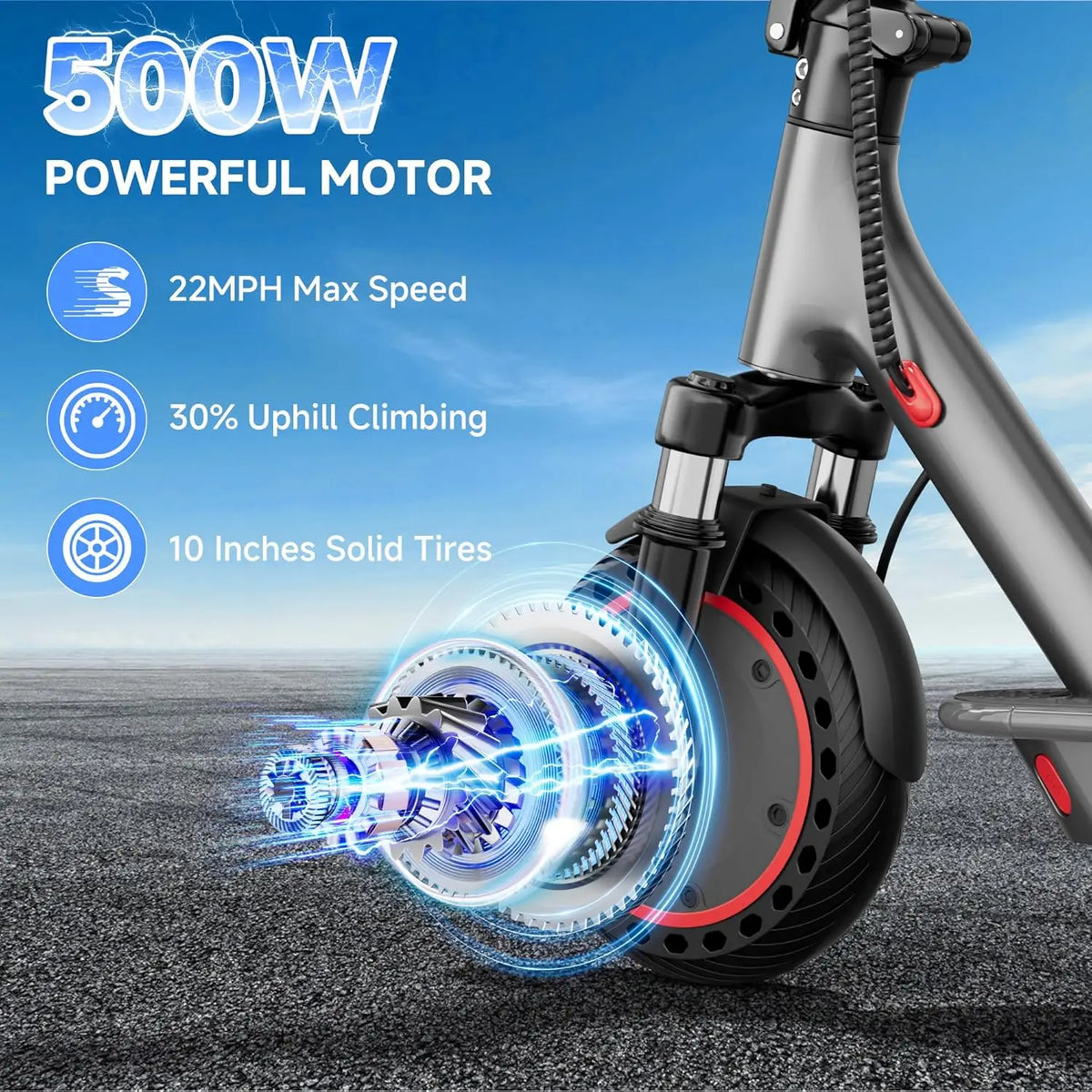 AOVOPRO Foldable Electric Scooter With 500W Motor And Dual Brakes