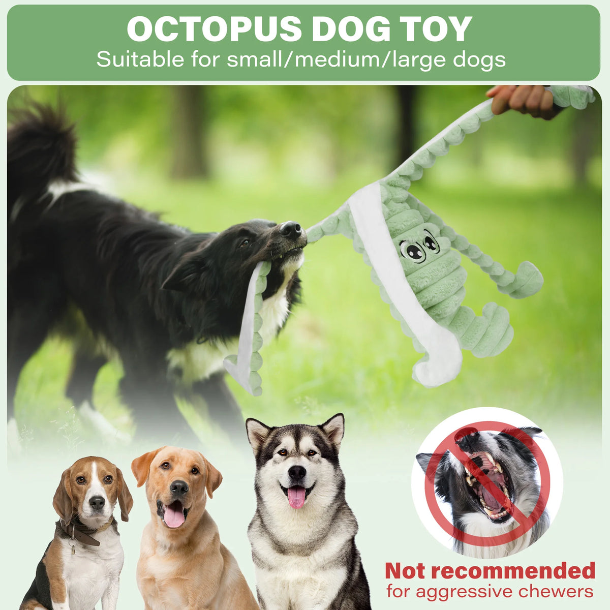 Octopus Design Plush Squeaky Dog Chew Toy For Teething