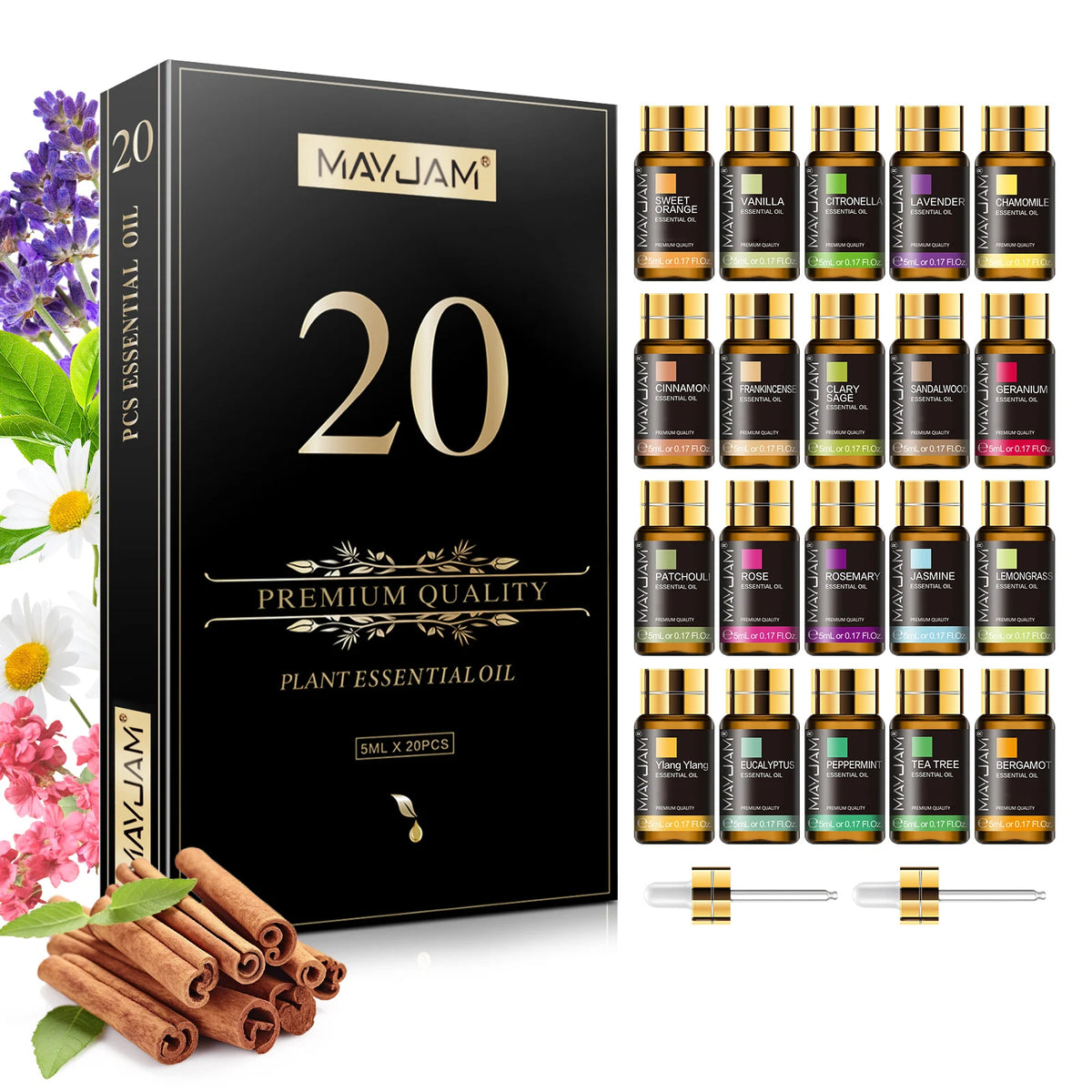 MAYJAM 20 Piece Essential Oils Set For Aromatherapy