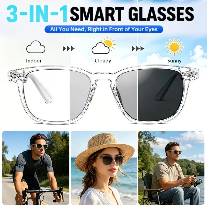 Smart AI Translation Glasses With Open Ear Bluetooth Photochromic Lenses